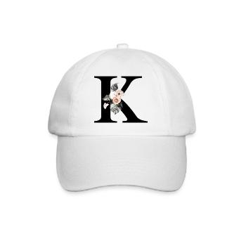 Tropical Floral K Letter - Baseball Cap - white/white - Front
