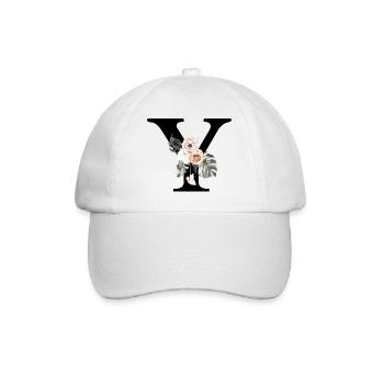 Tropischer Blumen-Y-Brief - Baseballkappe - Weiß/Weiß - Vorne