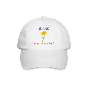18 years old flower age - Baseball Cap - white/white - Front