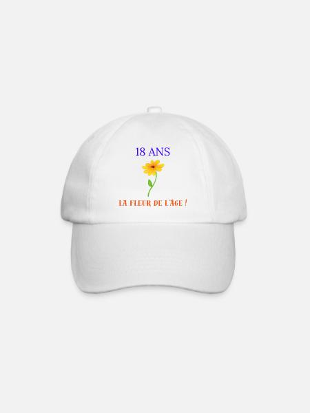 18 ans fleur age - Casquette classique - blanc/blanc