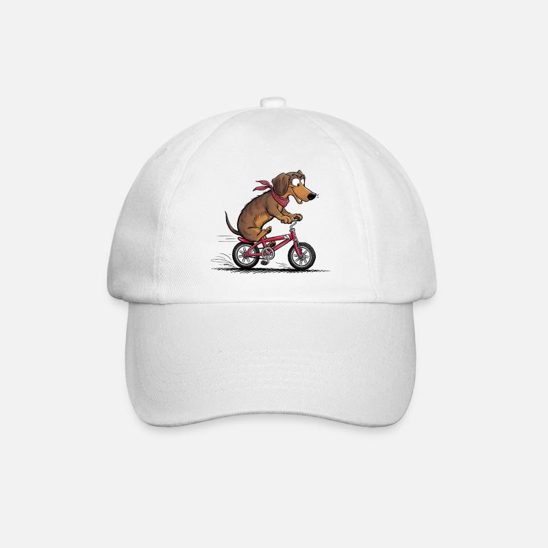Dackel mit Fahrrad - Baseballkappe - Weiß/Weiß