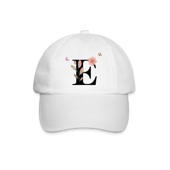 Buchstabe e Wildblumen Aquarelle - Baseballkappe - Weiß/Weiß - Vorne