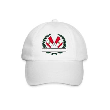 Flaggen Peru Lorbeerkranz Banner - Baseballkappe - Weiß/Weiß - Vorne