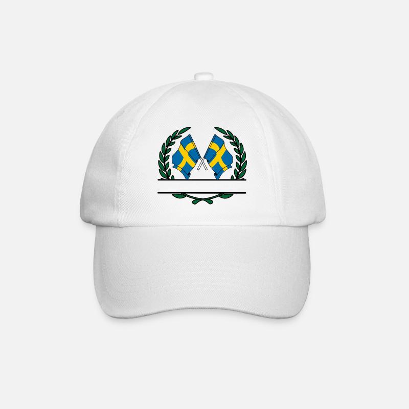 Fahnen Schweden Lorbeerkranz Banner - Baseballkappe - Weiß/Weiß
