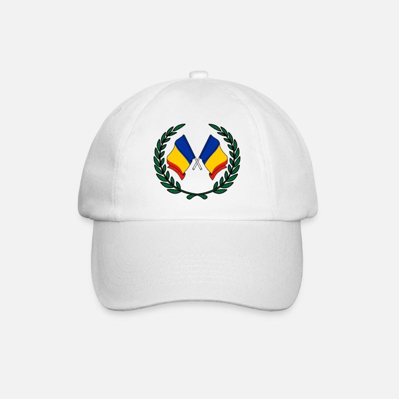 Fahnen Rumänien im Lorbeerkranz - Baseballkappe - Weiß/Weiß