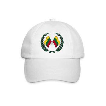 Flaggen Litauen im Lorbeerkranz - Baseballkappe - Weiß/Weiß - Vorne