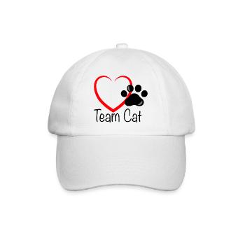 Team Cat mit Herz - Baseballkappe - Weiß/Weiß - Vorne