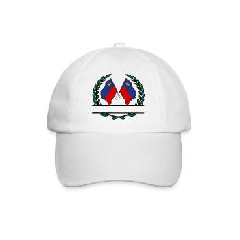 Drapeaux Liechtenstein couronne de laurier bannière - Casquette classique - blanc/blanc - Devant