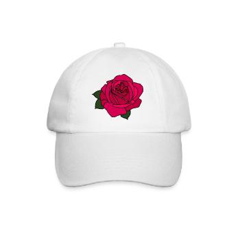 Rosa Rose - Baseballkappe - Weiß/Weiß - Vorne