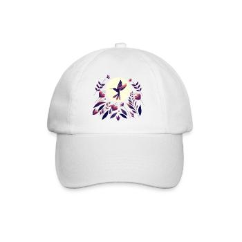 Hummingbird in the flower field - Baseball Cap - white/white - Front