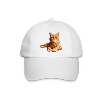 Realistic Orange Tabby Cat Portrait - Baseball Cap - white/white - Front