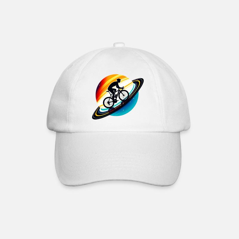 Cyclist on Saturn - Baseball Cap - white/white