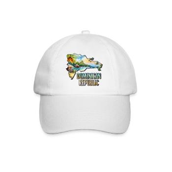 Aquarell Landkarte Dominikanische Republik - Baseballkappe - Weiß/Weiß - Vorne