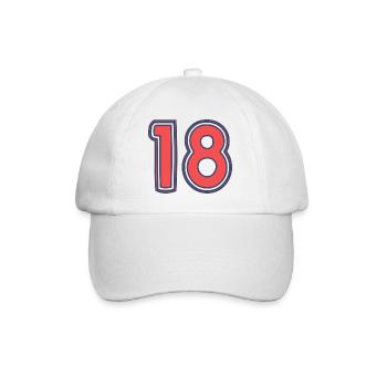 18. 18 YEARS OLD. 18th ANNIVERSARY. 18 BIRTHDAY. - Baseball Cap - white/white - Front