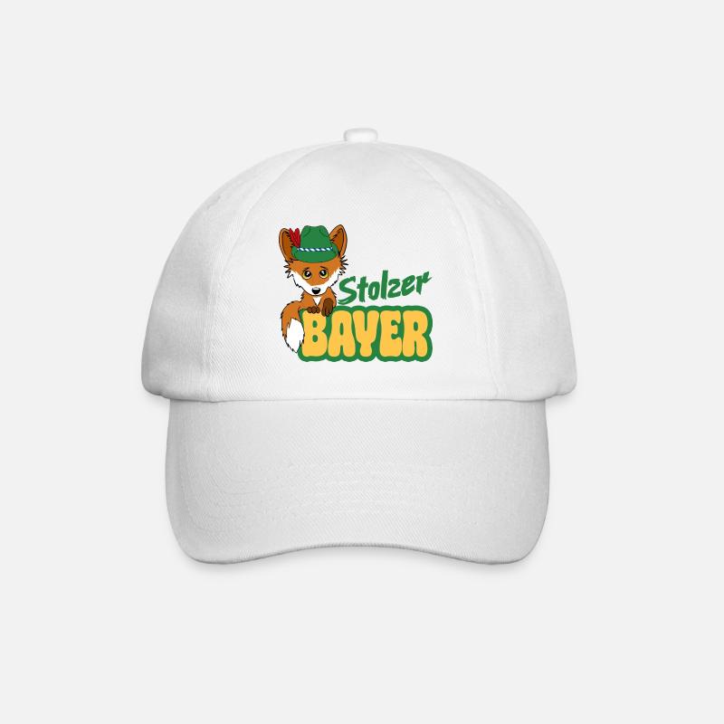 Proud Bavarian - Fox with Bavarian Hat - Baseball Cap - white/white