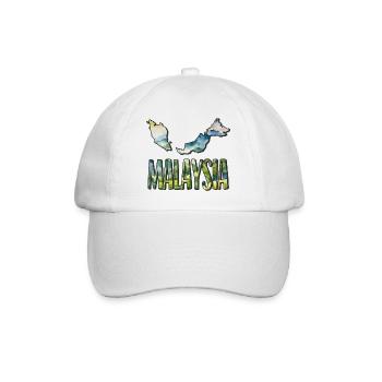 Aquarell Landkarte Malaysia - Baseballkappe - Weiß/Weiß - Vorne