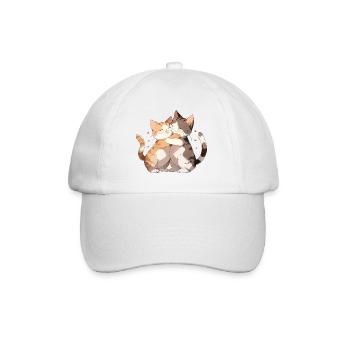 Cats, Love, Hug, Cuddle, Heart, Cute, Cute - Baseball Cap - white/white - Front