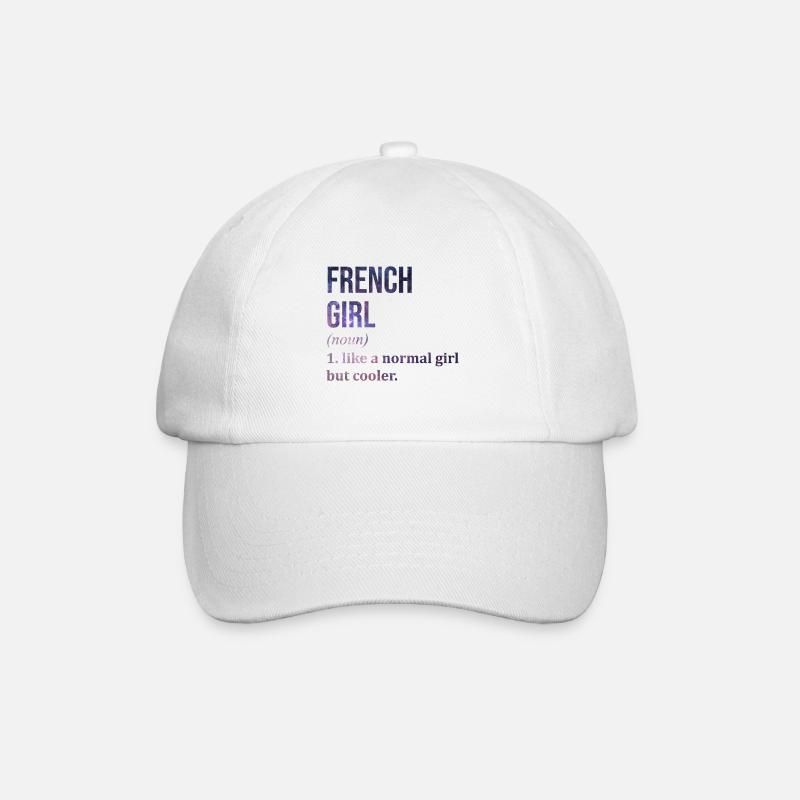 French - Baseball Cap - white/white