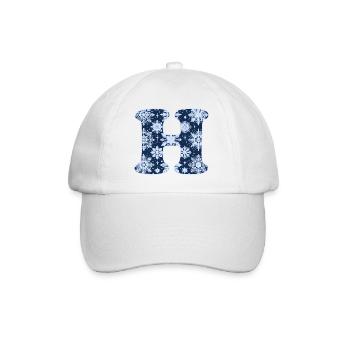 Buchstabe H Schneeflocken - Baseballkappe - Weiß/Weiß - Vorne