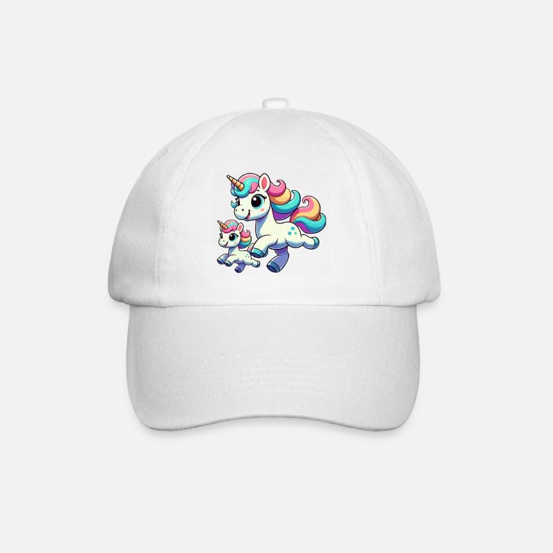 Einhorn-Mutter mit Kind - Baseballkappe - Weiß/Weiß