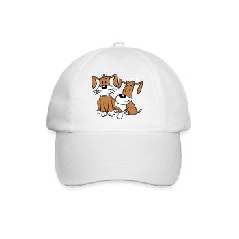2 chiens équipe assis deux amis équipage heureux - Casquette classique - blanc/blanc - Devant