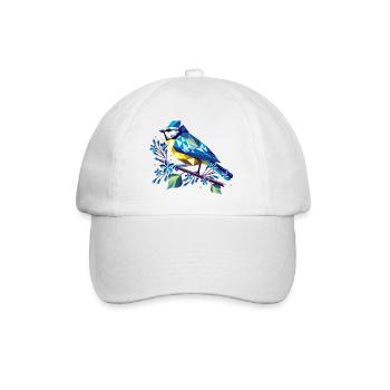 bezaubernde Blaumeise auf einem Fliederzweig - Baseballkappe - Weiß/Weiß - Vorne