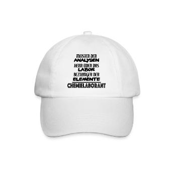 Chemielaborant - Meister der Analysen, Labor - Baseballkappe - Weiß/Weiß - Vorne