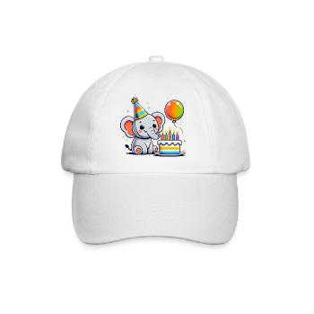 Elefant Kid Celebrating Birthday - Baseballkappe - Weiß/Weiß - Vorne