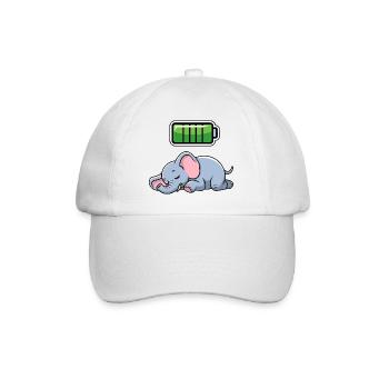 Elefant Sleeping Recharging Night Bedtime - Baseballkappe - Weiß/Weiß - Vorne