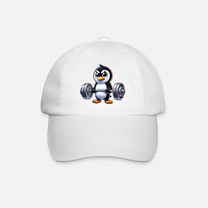 Starker Pinguin Workout Hantel Krafttraining - Baseballkappe - Weiß/Weiß