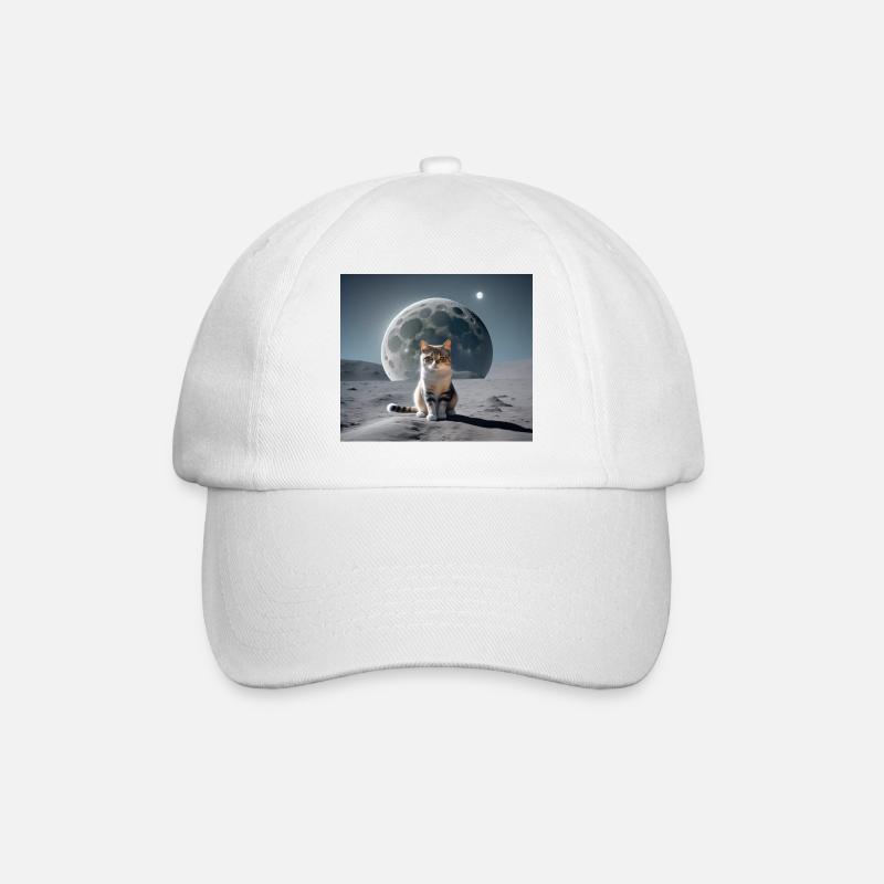 Chat sur la lune - Casquette classique - blanc/blanc