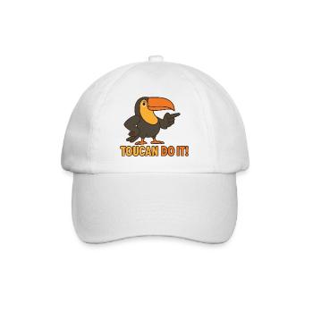Tukan macht es – Motivationsvogel - Baseballkappe - Weiß/Weiß - Vorne