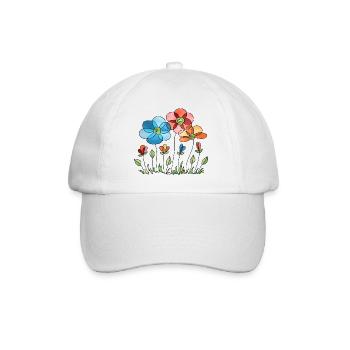 Blumen - Baseballkappe - Weiß/Weiß - Vorne