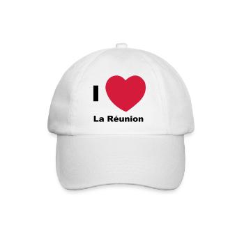 Ich liebe La Réunion - Baseballkappe - Weiß/Weiß - Vorne
