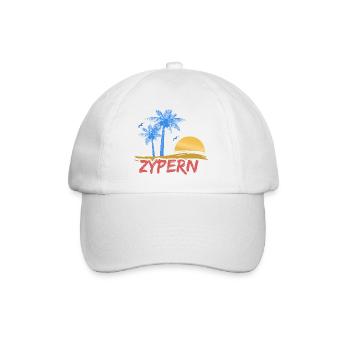 Tropische Palmen Sonnenuntergang von Zypern - Baseballkappe - Weiß/Weiß - Vorne