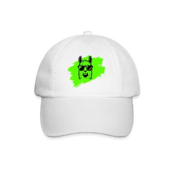 Llama or alpaca with sunglasses in neon style - Baseball Cap - white/white - Front
