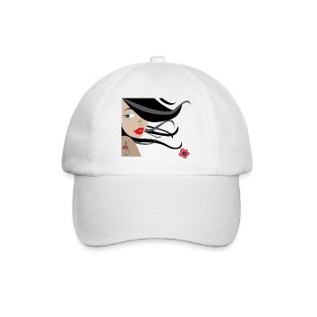 Femme élégante avec des fleurs et des tatouages - Casquette classique - blanc/blanc - Devant