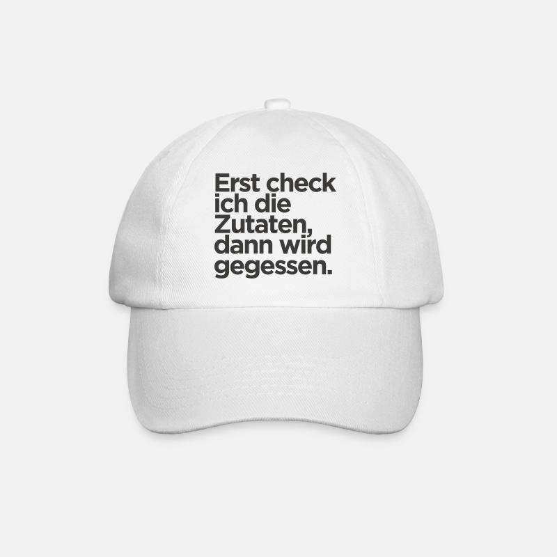 Zutaten zuerst Spruch - Baseballkappe - Weiß/Weiß