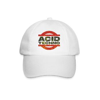 Distressed Acid Techno Logo T-Shirt - Baseballkappe - Weiß/Weiß - Vorne