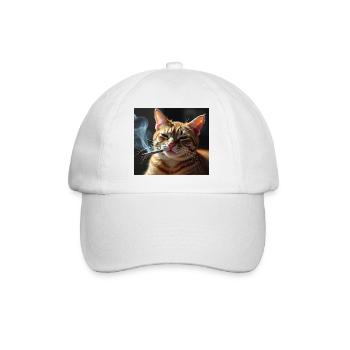 Smoking Cat Generation Z Meme Cat Smoking - Baseball Cap - white/white - Front