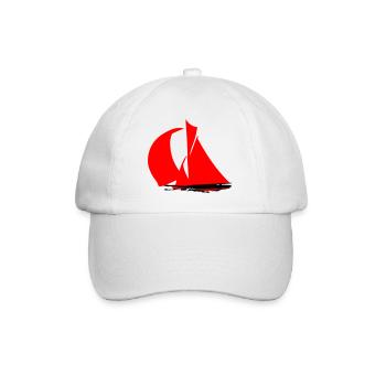 Rotes Segelboot Silhouette - Baseballkappe - Weiß/Weiß - Vorne