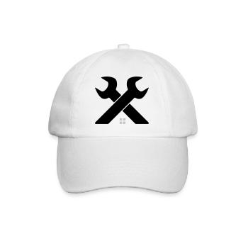 Haus & Handwerk Logo – Schraubenschlüssel gekreuzt - Baseballkappe - Weiß/Weiß - Vorne