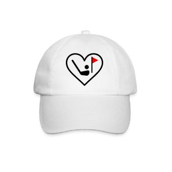 Golf Heart Club Ball Sports Gift - Baseball Cap - white/white - Front