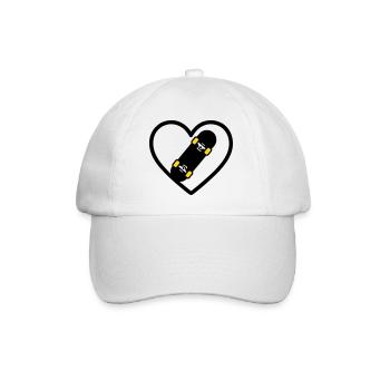 Skateboard Heart Sport Street Passion - Baseball Cap - white/white - Front