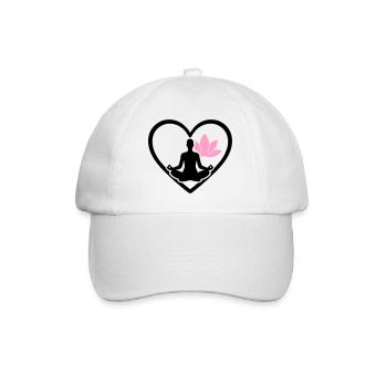 Damen Yoga Herz Silhouette Lotus Wellness - Baseballkappe - Weiß/Weiß - Vorne