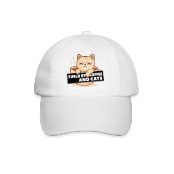 Fueled by Coffee and Cats Cat Coffee Cup  - Baseball Cap - white/white - Front