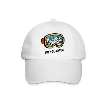 Ski You Later – ski goggle design for skiers - Baseball Cap - white/white - Front