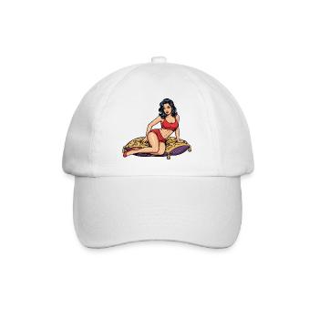 Pin-up-Frau auf dekorativem Kissen - Baseballkappe - Weiß/Weiß - Vorne