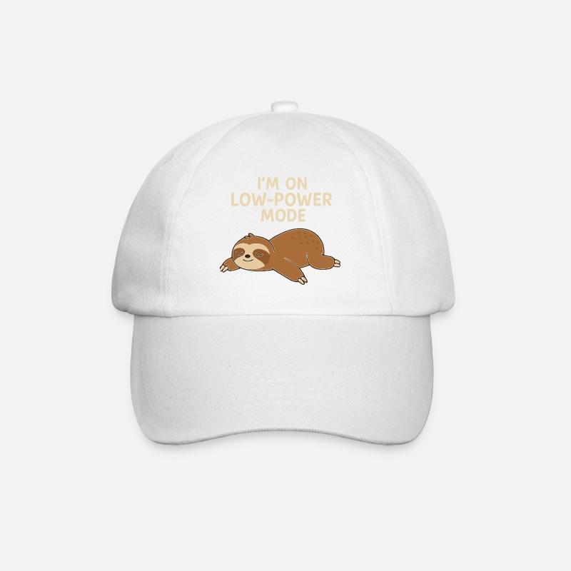 Sleep Sloth: Low Power Mode - Baseball Cap - white/white