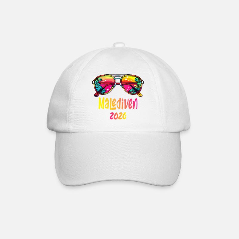 Maldives 2026 Neon Sunglasses - Baseball Cap - white/white